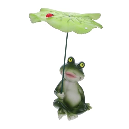 MUELODSIC Frosch Deko Resin Ornament mit Lotusblatt Natürliche Miniaturfigur für Aquarium Garten Wohn Bürodekoration Lebensechte Wasserdekoration aus Harz für Teich und Tisch von MUELODSIC