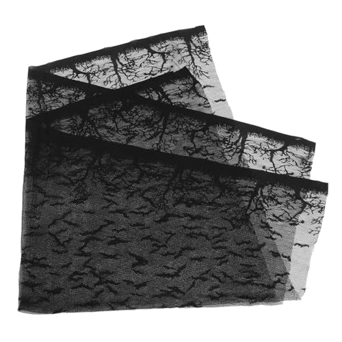 MUELODSIC Halloween Tischdecke aus Feiner Schwarzer Spitze mit Fledermaus-Motiv Dekoratives Halloween-deko-tischtuch für Rechteckige Tische für Party und Gruselige Wohnraumgestaltung von MUELODSIC