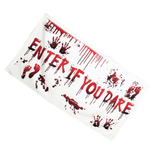 MUELODSIC Halloween Tischdecke mit Blutrotem Banner Enter If You Dare und Fleckenresistent Halloween Deko für Party Gruselige Wohn- und Outdoor Dekoration Schutz für Tische und MUELODSIC Halloween Tischdecke mit Blutrotem Banner Enter If You Dare und Fleckenresistent Halloween Deko für Party Gruselige Wohn- und Outdoor Dekoration Schutz für Tische und von MUELODSIC