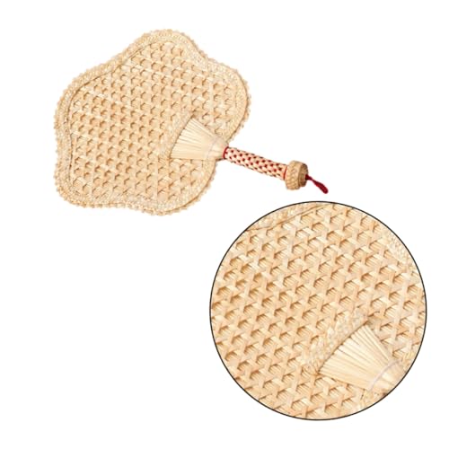 MUELODSIC Handgefertigter Gestrickter Handfächer Gelb Fünf Punkte Form Leichter Tragbarer Sommer Handventilator mit Natürlichem Bambusduft Geeignet für Party Strand und Alltag von MUELODSIC