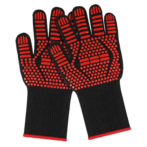 MUELODSIC Hitzebeständige Ofenhandschuhe Schwerlast Grillhandschuhe Feuerfeste Bbq Handschuhe Für Kochen Backen Grillen Robust Atmungsaktiv Hitzeschutz von MUELODSIC