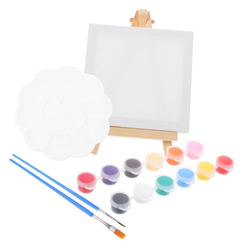 MUELODSIC Holz display set mit Mini staffelei Acryl Ölgemälde set Tragbarer Malständer für Leinwand und Kunsthandwerk Rutschfester Tisch staffeleihalter für Künstler und Kunststudenten von MUELODSIC