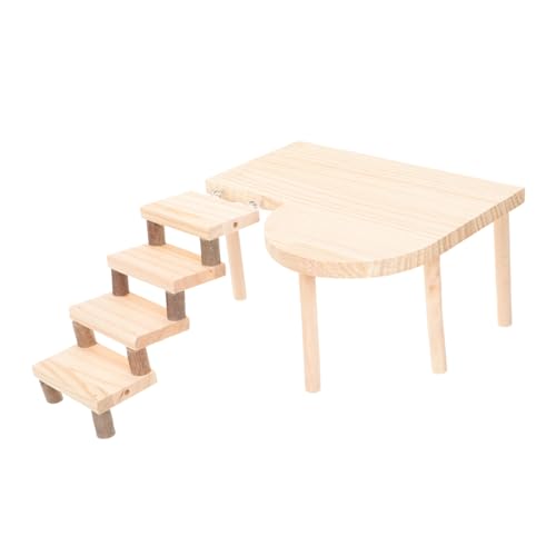 MUELODSIC Holzplattform für Hamster und Ratten Käfigspielzeug Zweistöckige Kletterleiter Fördert Bewegung und Koordination Dekoratives Chinchilla Kleintierzubehör Sicher und Langlebig von MUELODSIC