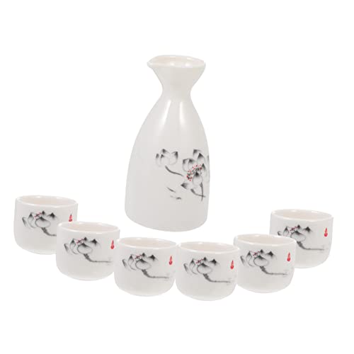 MUELODSIC Japanisches Sake aus Keramik Becher Traditioneller Weißer Sake Servierkrug Stilvolle Japanische Weinbehälter für Private Feiern und Teerunden von MUELODSIC