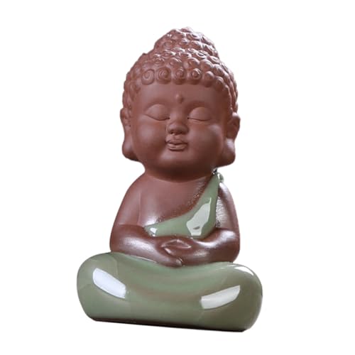 MUELODSIC Keramik Buddha Statue Desktop Dekoration Teezimmer Schmuck für Teezeremonie Wohnzimmer Büro Zubehör von MUELODSIC
