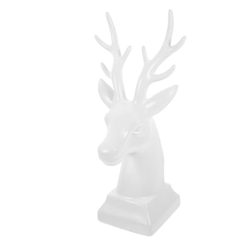 MUELODSIC Keramik Dekoration Weiß Kreatives Deer Head Ornament für Weinregal Stilvolle Nordic Deko Handgefertigtes Desktop Kunsthandwerk Geschenkidee für Zuhause und Büro von MUELODSIC