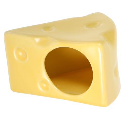 MUELODSIC Keramik Hamsterhaus Käseform Kühlendes Nagetier Versteck für Zwerghamster und Meerschweinchen Glatte Oberfläche Sicherer Schlafplatz Kühles Nest für Sommer Dekoratives von MUELODSIC