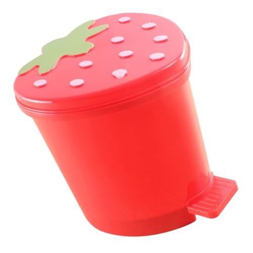 MUELODSIC Kleiner Erdbeer Mülleimer mit Deckel Dekorativer Desktop Abfalleimer aus Robustem Kunststoff Geruchsdicht Leicht zu Reinigen als Büro und Nachttisch Wastebasket MUELODSIC Kleiner Erdbeer Mülleimer mit Deckel Dekorativer Desktop Abfalleimer aus Robustem Kunststoff Geruchsdicht Leicht zu Reinigen als Büro und Nachttisch Wastebasket von MUELODSIC