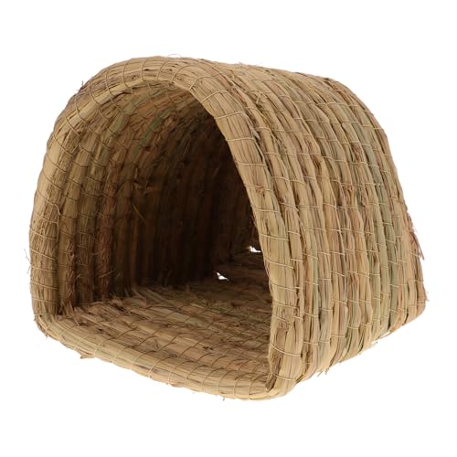 MUELODSIC Kleines Handgewebtes Hamster Schlafnest aus Natürlichem Stroh Atmungsaktiv und Sicher Vielseitig als Schlafhaus für Kleine Haustiere und Legenester für Hühner Geeignet von MUELODSIC