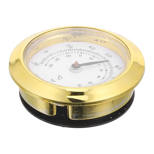 MUELODSIC Kleines Rundes Thermometer Goldfarben Wiederverwendbarer Temperaturmesser für Teebox Feuchtigkeits und Temperatursensor Kompakt Leicht für Innen und Außenbereiche Wie Wohnzimmer von MUELODSIC
