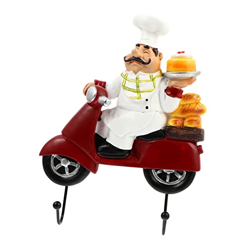 MUELODSIC Kreativer Küchen Wandhaken Motorrad Form Fach Haken aus Resin und Stabiles Küchen Wandaufhängesystem Abnehmbar für Schlüssel und Küchenutensilien Rostfrei Dunkelrot von MUELODSIC