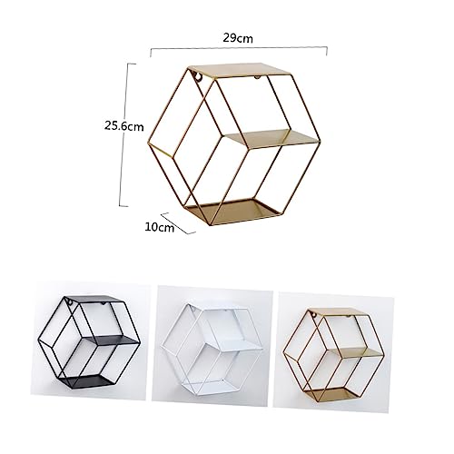 MUELODSIC Kreatives Nordisches Hexagon Wandregal aus Doppellagiges Ablagesystem für Schlafzimmer und Wohnzimmer Einfache Montage Vielseitig Einsetzbar ohne Bohren Schwarz von MUELODSIC