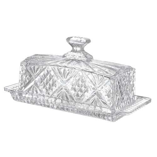 MUELODSIC Kristallklare Glas Butterdose mit Deckel Rechteckiger Aufbewahrungsbehälter aus Hochwertigem Glas Stilvolle Butterplatte für Haushalt Party und Langlebig und Elegant MUELODSIC Kristallklare Glas Butterdose mit Deckel Rechteckiger Aufbewahrungsbehälter aus Hochwertigem Glas Stilvolle Butterplatte für Haushalt Party und Langlebig und Elegant von MUELODSIC