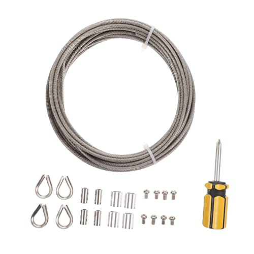MUELODSIC Kunststoffbeschichtetes Stahlseil Set mit Crimphülsen und Drahtseilklemmen Rostbeständiges Outdoor Stahlkabel für Gartenzaun Deckgeländer und Vorhangaufhängung Inklusive MUELODSIC Kunststoffbeschichtetes Stahlseil Set mit Crimphülsen und Drahtseilklemmen Rostbeständiges Outdoor Stahlkabel für Gartenzaun Deckgeländer und Vorhangaufhängung Inklusive von MUELODSIC