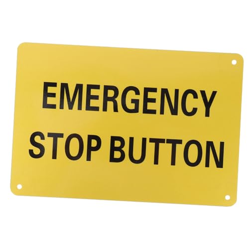 MUELODSIC Metall Notstopp Hinweisschild Aluminium Gelb Schwarz Maschinen Not Aus Warnschild Robust Langlebig Vielseitig Einsetzbar für Industrie und Geräte von MUELODSIC