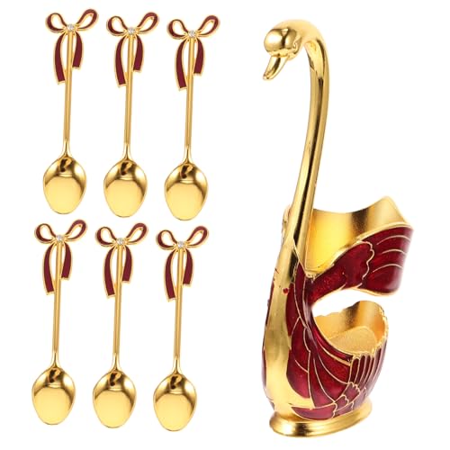 MUELODSIC Metalldessertlöffel mit Schwanenhalter Roségold Mittelgroß Stilvoller Aufbewahrungsständer Praktisch und Dekorativ für Küche und Party MUELODSIC Metalldessertlöffel mit Schwanenhalter Roségold Mittelgroß Stilvoller Aufbewahrungsständer Praktisch und Dekorativ für Küche und Party von MUELODSIC