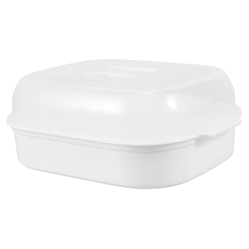 MUELODSIC Mikrowellen dampfgarer Rechteckig Lebensmittelecht Bpa frei mit Deckel und Tablett Großer Mikrowellen reiskocher für Schnelles Gleichmäßiges Garen von Gemüse und Fisch Leicht zu von MUELODSIC