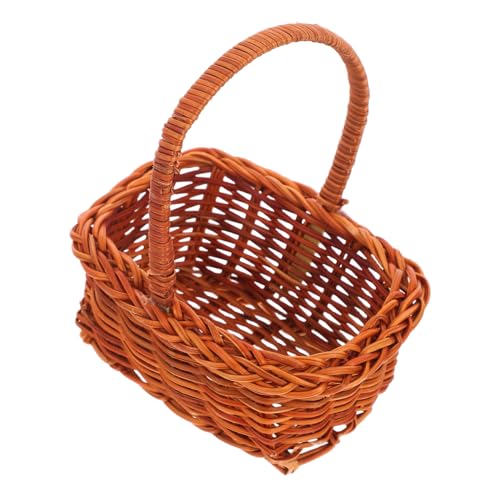 MUELODSIC Mini Flechtkorb mit Henkel aus Robustem Rattan Kompakt und Handlich als Einkaufskorb Blumenkorb für DIY mikrolandschaften Vielseitig Verwendbar und Leicht Tragbar von MUELODSIC