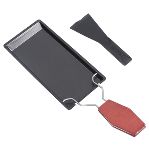 MUELODSIC Mini Käse Grillset mit Antihaft Beschichtung Hitzebeständiger Backblech Herd mit Holzgriff sowie kleinem Spatel Tragbar für Outdoor Camping Fondue und Küchen Grillwerkzeug von MUELODSIC