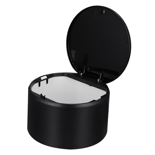 MUELODSIC Mini Mülleimer mit Druckdeckel Schwarz Kompakter Büro Abfalleimer für Schreibtisch Platzsparend mit Leicht zu Öffnendem Deckel für Kleine Abfälle Wie und Stilvolles Design von MUELODSIC