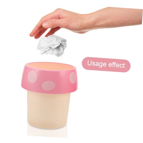 MUELODSIC Mini Schreibtisch Müllbehälter Pilzform ohne Deckel Multifunktionaler Kleiner Desktop Abfalleimer mit Stifthalter Makeup Pinsel Organizer und Sukkulentenpflanzer Stilvoller von MUELODSIC