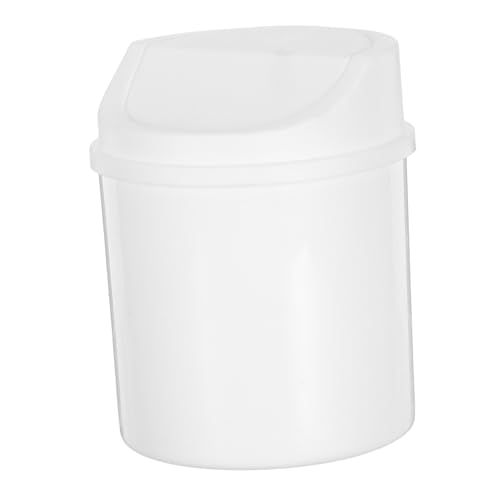 MUELODSIC Mini-desktop-mülleimer Mini -tischmüll Kleine Müll Mit Deckel Desktop -mülldose Abfallkorb Für Die Arbeitsplatte Kleiner Mülleimer Fürs Büro Moderner Müll Können Plastik Weiß von MUELODSIC