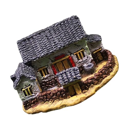 MUELODSIC Miniatur Haus Deko Resin Modell Weißwandiges Tiny Cottage für Schreibtisch Regal Gartendekoration Nostalgisches Souvenir mit Detailreicher Landhausoptik von MUELODSIC