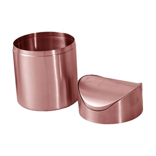 MUELODSIC Mülleimer aus Edelstahl Flip-Lip-Mülleimer Tisch Mülleimer Recyclingbehälter Cartoon Mülldose Desktop-Mülleimer Mülleimerspender Abfallbehälter Wäschekorb Rostfreier Stahl Roségold von MUELODSIC