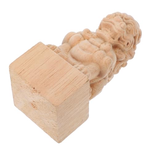 MUELODSIC Multifunktionaler Holzpfosten Finial Geschnitzt für Bett und Gardinenstangen Dekorativer Zaunabschluss Feng Shui Wächterlöwe Skulptur Vielseitig für Wohn und Geschäftsräume von MUELODSIC