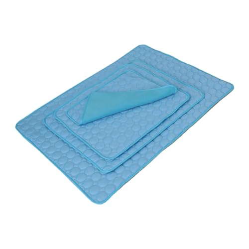 MUELODSIC Pet Pad Sommer Kühlmatte für Haustiere Atmungsaktive Faltbare Kühlmatte für Hunde und Katzen S Blaue Umrandung für Bett Transportbox und Reisen von MUELODSIC