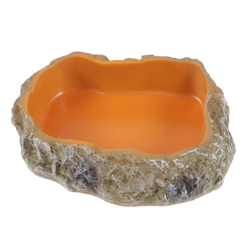 MUELODSIC Reptilien Napf aus Harz Stabile Futterschale und Wassernapf für Eidechsen Schildkröten und Kleine Reptilien Glatte Oberfläche Einfach zu Reinigen und Transportieren Xs Geeignet von MUELODSIC