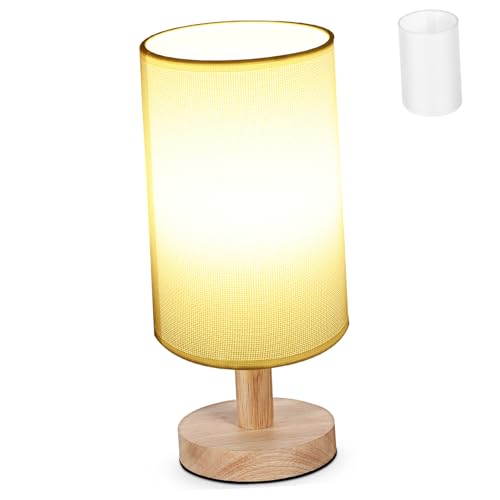 MUELODSIC Runder Lampenschirm aus Weißem Leinen für Tischlampen Leichter Stabiler Stoffschirm für Vielseitige Wohnraumbeleuchtung Einfache Montage Sanfte Lichtstreuung Modernes Design von MUELODSIC