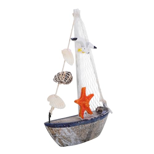MUELODSIC Segelmodell Ornament segelboot Bild Seebojenfigur Mini-Segelboot Strandthema Badezimmerdekoration Segelbootmodell Steuerrad nautische Dekoration für zu Hause Bootsregal Holz von MUELODSIC