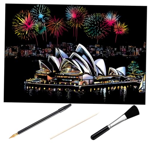 MUELODSIC Teiliges Kratzbild Leuchtender Stadt nachtlandschaft DIY kratzpapier für Erwachsene und Inklusive Goldplattiertem Stift Schwarzem Pinsel und Bambus stick Originelles Bastelzubehör MUELODSIC Teiliges Kratzbild Leuchtender Stadt nachtlandschaft DIY kratzpapier für Erwachsene und Inklusive Goldplattiertem Stift Schwarzem Pinsel und Bambus stick Originelles Bastelzubehör von MUELODSIC