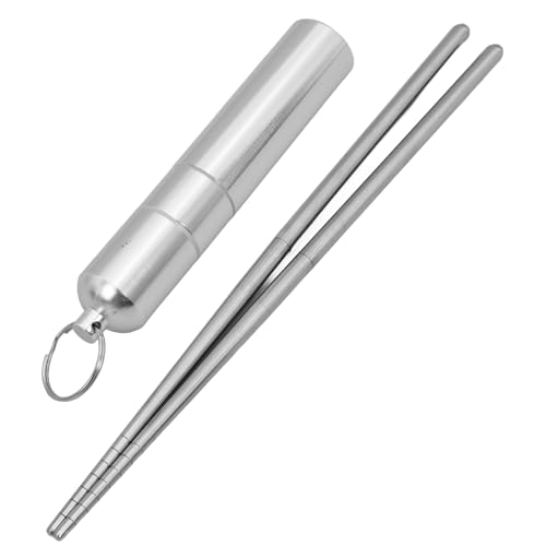 MUELODSIC Tragbares Edelstahl Klappbare Essstäbchen mit Metall Aufbewahrungsbox Leichtes Langlebiges Besteck für Haushalt Camping Party und Reise von MUELODSIC