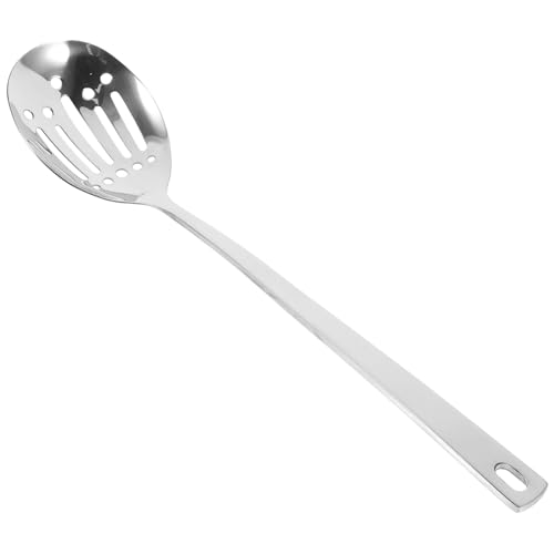 MUELODSIC Verdickter Edelstahl sieb kochlöffel mit Langem Griff Rutschfester Notch Hitzebeständig zum Abgießen von Öl und Suppe Robustes Küchenzubehör für Präzises Portionieren und von MUELODSIC
