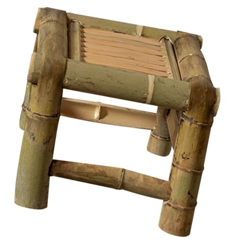 MUELODSIC Vintage Bambushocker Klappbar Tragbar Retro Sitzhocker Für Wohnzimmer Badezimmer Garten Robuster Rutschfester Fußhocker Breit Lang von MUELODSIC