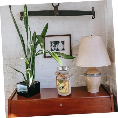 MUELODSIC Vintage Blumenvase aus Blech mit Retro leinenoptik Dekorative Trockenblumen vase für Wohnzimmer Büro und Wohnraum Langlebiger Rustikaler Blumentopf im Landhausstil von MUELODSIC