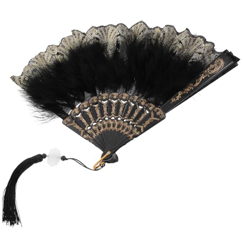 MUELODSIC Vintage Federfächer mit Stabiler Metallkonstruktion Faltbarer Handfächer für Tanz Hochzeit und Party Handlicher Federfächer als Foto-requisite und Geschenkidee MUELODSIC Vintage Federfächer mit Stabiler Metallkonstruktion Faltbarer Handfächer für Tanz Hochzeit und Party Handlicher Federfächer als Foto-requisite und Geschenkidee von MUELODSIC