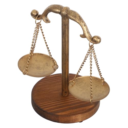 MUELODSIC Vintage Metall Schmuckständer Skulptur mit Schmuckablage Balance und Gerechtigkeit Symbol Dekoratives Organizer Tablett für Ohrringe und Halsketten für Büro und Zuhause von MUELODSIC