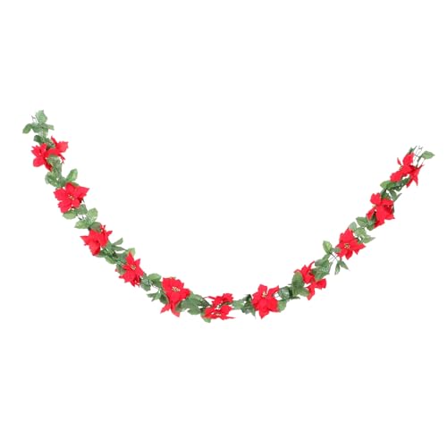 MUELODSIC Weihnachtsranke Poinsettia Rattan Girlande Biegsam Dekorative Blume Hängend für Winterfest Party Fenster Tür Wand Weihnachten von MUELODSIC