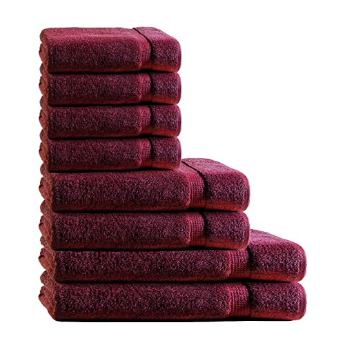 MÜSKAAN 8 TLG Frottee Handtücher Set | 4er Gästetuch 30x50 cm | 2er Handtuch 50x100 cm | 2er Duschtuch 70x140 cm | 100% Baumwolle mit Bordüre | Uni Bordeaux MÜSKAAN 8 TLG Frottee Handtücher Set | 4er Gästetuch 30x50 cm | 2er Handtuch 50x100 cm | 2er Duschtuch 70x140 cm | 100% Baumwolle mit Bordüre | Uni Bordeaux von MÜSKAAN