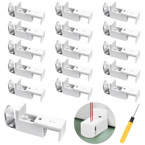 MUETERN 16 Stück Plissee Klemmträger, Ohne Bohren Metall Klemmfix Halterung, mit 1 Stück Schraubendreher, Plissee Kleben für Gespannt Plissees Fenster von MUETERN