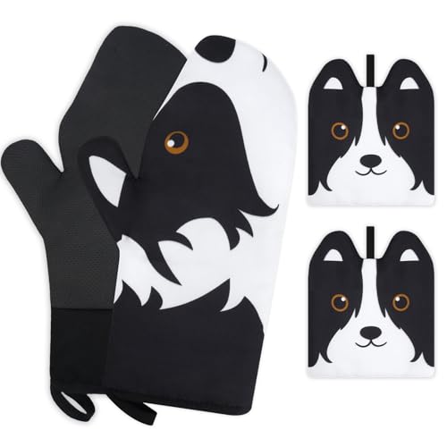 4 Stück Ofenhandschuhe Topflappen,Backhandschuhe Ofenhandschuhe,rutschfeste Topfhandschuhe,Topfhandschuhe Kochhandschuhe Backhandschuhe von MUFEIRUO