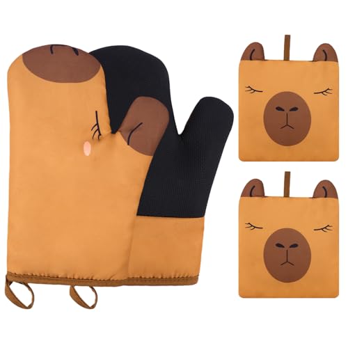 Capybara Ofenhandschuhe Topflappen Set,Backhandschuhe Ofenhandschuhe,rutschfeste Topfhandschuhe 4er-Set,Topfhandschuhe Kochhandschuhe Backhandschuhe Capybara Ofenhandschuhe Topflappen Set,Backhandschuhe Ofenhandschuhe,rutschfeste Topfhandschuhe 4er-Set,Topfhandschuhe Kochhandschuhe Backhandschuhe von MUFEIRUO