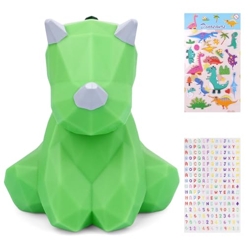 Dinosaurier Spardose mit Aufkleber,Dinosaurier Spardose Kinder,Sparschwein für Mädchen,Urlaubskasse Spardose,Erwachsene,Kinder Sparbüchse,Money Box Piggy Bank for Kids von MUFEIRUO