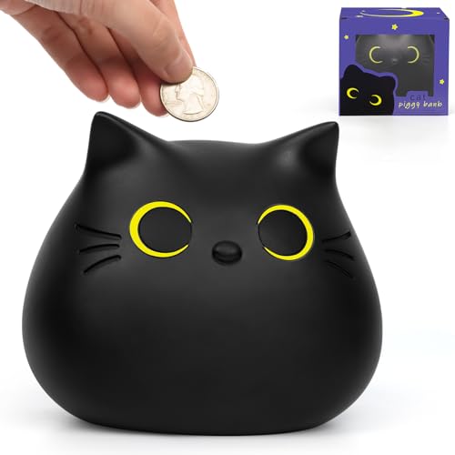 Sparschwein Katze Schwarze Spardose Katze, Münze Spardose Kinder Spielzeug, Kunststoff-Münze Bank Geburtstagsgeschenk für Jungen Mädchen von MUFEIRUO