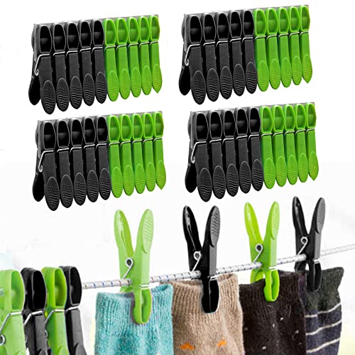 MUFEKUM Wäscheklammern, 50er Set Premium Wäscheklammer Kunststoff für Wäscheleine, Windfest Wascheklammer Bunt Starke Grip Clothes pegs für Handtuch, Kleidung, Socken (Schwarz/Grün) von MUFEKUM