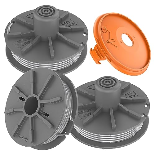 MUFUSHAN 3Pcs Rasentrimmer Ersatzfadenspule mit Spulenabdeckung für Gardena Easycut 400/25 EasyCut 450/25 Art.9807, ComfortCut450 Art.8847, Plus 500/27 Art.9809, PowerCut Art.8848, SmallCut 300/23 von MUFUSHAN