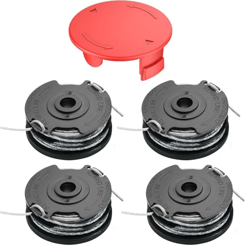 MUFUSHAN 4 Stück Fadenspulen, mit Spulendeckel, F016800351 Standard-Doppel-Autofeed-Spulen Passend für Bosch Art 30-36 LI, Art 30, Art 30+, Art 27, Art 27+, Art 24,Art 24+, Advanced Grasscut36 von MUFUSHAN